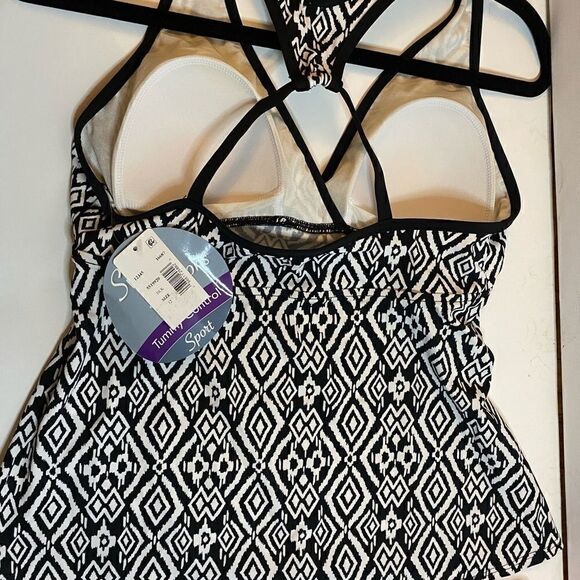 Swim solutions Diamonds printed tankini top 12 - Picture 5 of 7